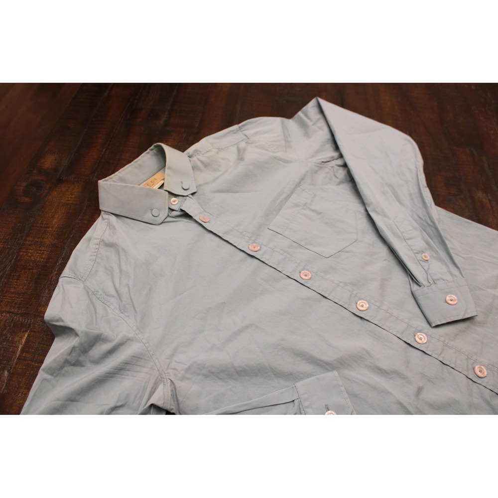 Gucci Shirt Mens 15.5 32 Blue Solid Slim Fit Dress Long Lightweight Uniform